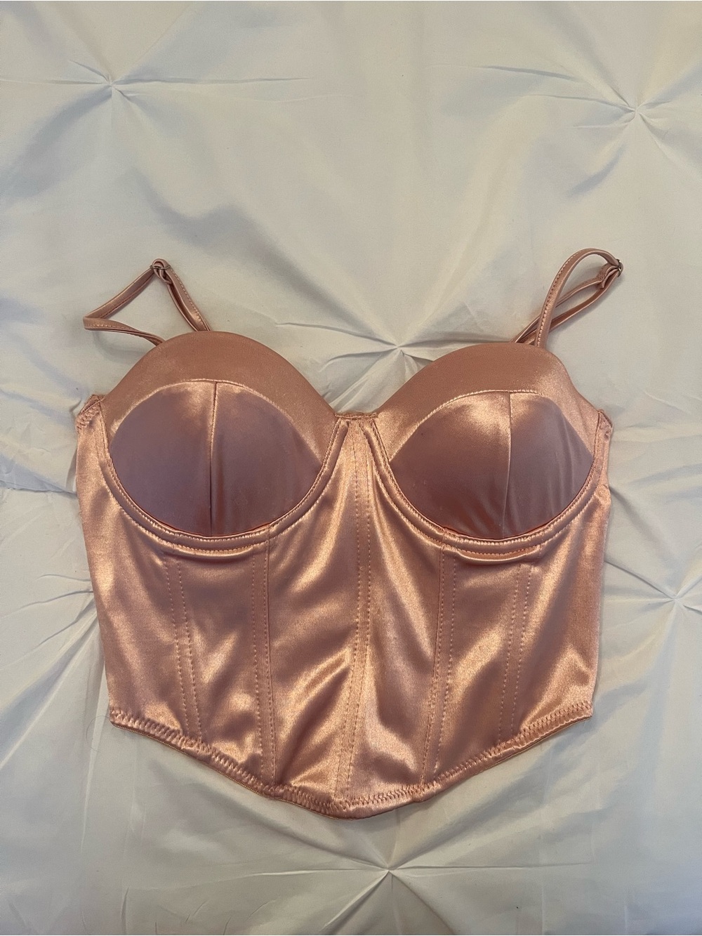 Satin Bustier Corset Top - Blush Pink with Removeable Straps